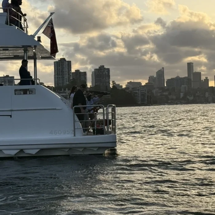 laser-clay-shooting-yacht-event-sydney-sunset